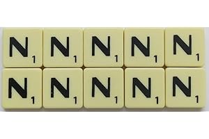 Flyingstart Ivory Letter Tiles Single Letters - Packs of 10 Ivory Plastic Tiles with Black Letters fits Scrabble game (Tile N)
