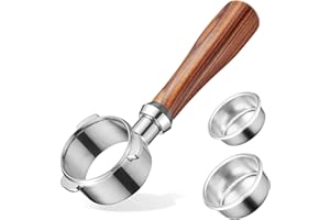 alouweekuky Portafiltro sin fondo 51mm, 3 Orejas Portafiltro Cafetera Compatible con DeLonghi Dedica EC680/EC685/EC785/EC820/EC850/EC860, Tamiz de Acero Inoxidable con Palisandro de Primera Calidad