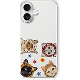 Multitronic iPhone 17 ile Uyumlu Sevimli Kediler Desenli Şeffaf Telefon Kılıfı