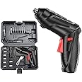 SKY-TOUCH Electric Screwdriver Set, 47 In 1 Usb Rechargeable Screwdriver Gun Twistable Handle, 3.6V Drill Screwdriver Bits Set With Built-In Led, 1800Mah Black