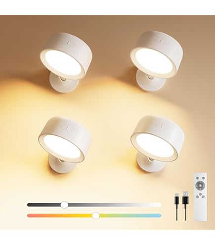 LUTW Oplaadbare Wandlampen 2-pack, Wit, Batterijgevoede LED