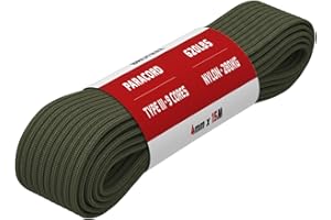 Brotree Paracord 4mm 9 Hebras Cuerda de 100% Nylon (15m, 30m, 50m) Tipo III Cuerda de Paracaídas para Supervivencia, Al Aire Libre, Bricolaje - 280kg Carga de Rotura (Ejercito Verde, 15m)