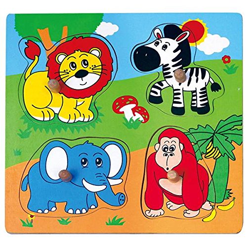 Vigatoys Knopjespuzzel - Wilde dieren - 4st.