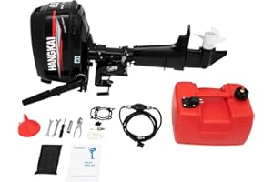 TESUGN Motor fueraborda de 4 tiempos de 6,5 CV, motor fueraborda de 123 cc potente motor de gasolina con depósito de combustible, motor fueraborda CDI para botes inflables, barcos de pesca, barcos de