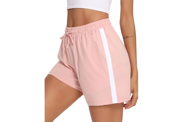 Litherday Short de Course à Pied décontracté en Coton pour Femme - Pantalon de Sport - Short de Yoga - Pantalon de survêtement - Pantalon de Jogging avec Cordon de Serrage
