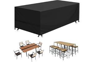 Kovshuiwe Copertura Tavolo Giardino Esterno Copertura per Mobili da Giardino Telo Copri Protettivo Quadrato per Tavolo e Sedie da Esterni Oxford Impermeabile Copertura Anti-UV Nero