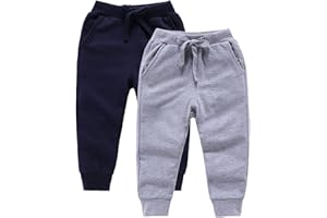 DCUTERQ Pantalon de Survêtement pour Garcon Enfant Bas de Jogging Sport Coton Pantalons Elastique avec Ceinture de 1 à 8 Ans