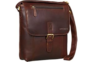 STILORD 'Matthias' Bolso Mensajero para Hombres Piel pequeño Bolso Bandolera Tablet iPad 10.1 Pulgadas Vintage de Cuero auténtico de búfalo