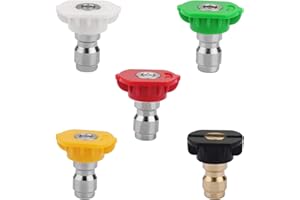KEWEIDING Lot de 5 buses de pulvérisation pour nettoyeur haute pression DUS-025 à plusieurs degrés 1/4 à connexion rapide 2,5 GPM pour nettoyeur haute pression