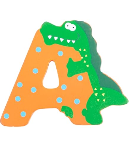 Lettres En Bois Décoratives Sevi 10cm - Alphabet Animalier 'Rhinocéros', Décoré à La Main Pour Chambre D'enfant