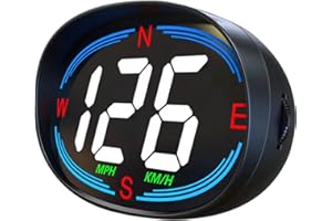 AMHVMU H2 HUD - Pantalla frontal para coche, velocímetro inteligente GPS digital KMH y MPH con alarma de sobrevelocidad, advertencia de fatiga, USB Plug & Play, para todos los vehículos