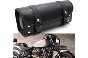 Norhogo Sacoche de selle de moto universelle en cuir PU avec 2 sangles pour la plupart des motos, étanche et résistant à la chaleur