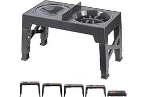 ACETEK Hundenapf Erhöht, 2-in-1 Antischlingnapf Hunde & Wassernapf Hund Ohne Sabbern mit 5 Höhenverstellbarer Napfständer für Große Kleine Hunde & Haustiere