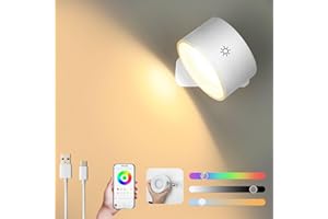 Lampop Wireless Wall Lights Rechargeable Led Smart Battery Wall Lamp with APP & Touch Control, 360° Rotation Magnetic Indoor Wall Sconce, Dimmable Wall Lighting for Bedroom, Living Room (White)