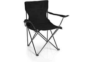 ‎BIGDEAN BigDean Faltstuhl SCHWARZ Campingstuhl Anglerstuhl mit Getränkehalter & Tragetasche - Anglersessel klappbar - Klappstuhl Gartenstuhl Faltstuhl Relaxsessel Angelsessel faltbar