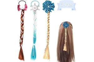 powerking Mädchen Perücken Haarseil, geflochtene Kinder Haarverlängerungen und Prinzessin Dressing Up Haarschleifen für Frozen Princess Theatre Cosplay und Rollenspiel (Frozen Princess)