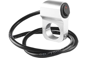 Larcele 12V Moto Guidon Interrupteur Phare Commutateur avec Témoin Lumineux,Diamètre de Montage 25mm SBKG-01 (Argent,Style 3858, 25mm)