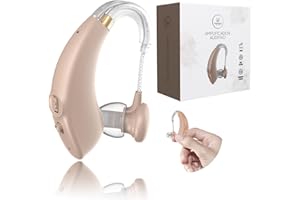 NORTECH INNOVATION® Amplificador Auditivo Recargable de Larga Duración, Amplificador de Sonido Recargable Inalámbrico, Amplificador Auditivo Universal, Mini Aparato Auditivo para Oír Mejor (Beige)
