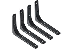 Regalwinkel Schwerlast, SAYAYO Regalhalterung Schwarz Regalhalter Metall 90 Grad L-förmige 4 Stück Winkel Regal 200x150 für Wandhalterung Regal, Eckregal, Hölzern Möbel, EJR200B-4P