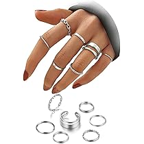Lot de 7 bagues classiques et de phalanges