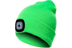enjoydeal USB Rechargeable Beanie Hat Lighted Knit Hat Hands Free 4 LED Beanie Cap for Camping Grilling Running Walking