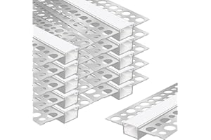 LEDLightsWorld Drywall Plaster-in LED Profile, 10 Pack 3.3ft/1M Aluminum LED Profile with Milky Diffuser for 16.5mm LED Strip, Trimless Plaster Aluminum Profile Channel for Ceiling and Wall