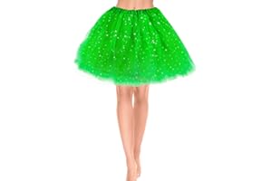 YOLEV Damen Tüllrock 3 Lagen Tüll Rock mit Pailletten Sternen Adult Teen Tütü Rock Damen Mädchen Retro 80er Party Halloween Karneval Party Kostüm
