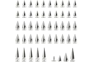 Gotetiso 120 Pièces Rivets Cône Rivet Cône Forme de Cône Rivets Clous Cône Rivet cône Clous Cone Rivet Bullet Stud Spike Rivet Punk Rivets Clous Cône Punk Rivets Goujon avec Fermoir à Vis