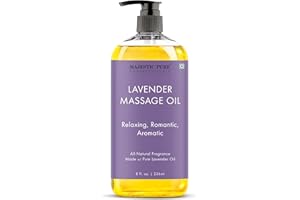 MAJESTIC PURE Lavendel-Massageöl für die Massagetherapie – Erfrischend und entspannend – Natürliche Öle mit ätherischem Lavendelöl – für alle Hauttypen – Männer und Frauen – 236 ml