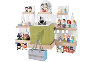 Givilio Tonie Shelf for Toniebox, Castle Tonie Shelf,Tonie Figures Tonie Storage,Magnetic Wooden Floating Shelves Compatible with Tonie Box Player Character for Kids Room (White)