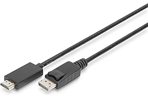 DIGITUS Cavo adattatore DisplayPort - Da DP 1.2 a HDMI (2.0) tipo A - UHD 4K/60Hz - 1m - Bloccaggio, HDCP, 3D - Per monitor, PC