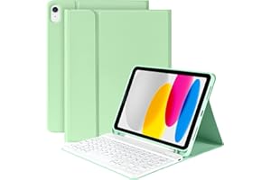 KBCASE Coque Clavier pour iPad 10Ème Génération, AZERTY Français, Housse Clavier pour iPad 10-A2696/A2757/ A2777, Amovible Clavier Bluetooth sans Fil pour iPad 10ème Gén 2022 10.9 Pouces