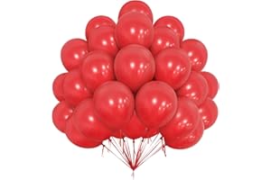 OUSUGA Ballons Rouges, 50 Pcs 12 Pouces Ballons de Fête, Ballons Rouges avec Ruban de 10M pour Guirlande Ballons Noël, Ballons en Latex Mat pour Filles Femmes Fête Mariage Anniversaire Baby Shower Décoration