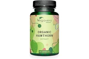 Vegavero Organic Hawthorn Berry Capsules | 2800 mg (4:1 Extract) | NO Additives | Lab-Tested | Natural Antioxidants Supplement | Vegan