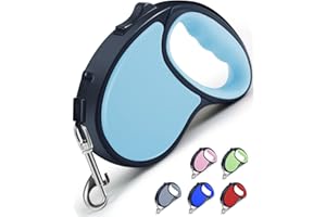 Retractable Dog Lead, ANCOOLE 5M/16FT Extendable Dog Lead 360°Tangle-Free Smooth&Durable Nylon Tape with Anti-Slip Handle, One-Handed Brake for Small Medium Dogs (Baby Blue)