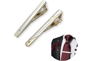 JEYORZY 2 Stück Herren Krawattennadel, Tie Clip Set, silber Krawattenklammer Klassische Krawattennadeln Kupfer Metall Hochzeit Klassisch Krawattennadel für Business, Hochzeit und Alltag(Gold)