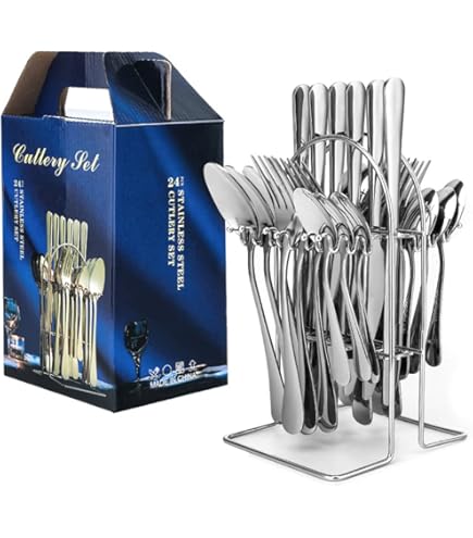 Vajilla Rosa Justup Juego De Cubiertos, 24 Piezas Para Personas