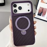 Coverzone iPhone 17 Pro Max ile uyumlu Kılıf Karbon Fiber G&ouml;r&uuml;n&uuml;ml&uuml; Magsafe ile uyumlu Stand olabilen Carbon Case Tam G&ouml;vde K