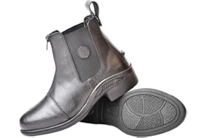 Rhinegold CHILDREN’S TORONTO ZIP FRONT PADDOCK BOOTS – Soft Grained Leather Riding Boots with Front Zip, Elastic Side Panels & Non-Slip Sole – Comfortable & Durable Yard Boots for Kids