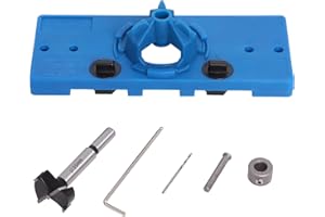 GEKUFA Gabarit de Perçage Charniere（35 mm Guide Dispositif de Charnière Perçage Localisateur avec Foret Forstner 35 mm Support Butée de Profondeur Clé Hexagonale pour Menuiserie