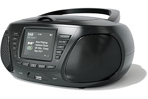 Portable CD Player with DAB/DAB+/FM Digital Radio | Bluetooth & USB MP3 Player | Large Display | Battery & Mains Powered (6x”C”) | Perfect for Home, Office or Outdoors | AZATOM Zenith Z4 (Black)