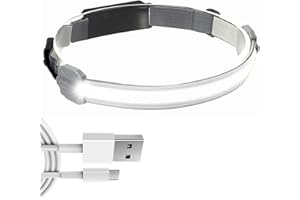 WINDFIRE Torcia frontale ricaricabile USB, faro super luminoso 80000 lumen, illuminazione a fascio largo 210 ° COBB e luce rossa, 3 modalità illuminazione Torcia frontale leggera per il campeggio in bicicletta