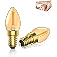 Lamptobe E14 LED Light Bulb Warm White 2200K, 0.5W Low Wattage Mini C7 Candle Light Bulbs Small Screw Equivalent 5W, Amber Glass Small Edison Screw Vintage Light Bulb for Effect Lighting-2Pack