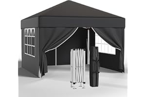 JUMMICO Pavillon 3x3 Wasserdicht Stabil Winterfest Höhe Verstellbar,Faltpavillon mit 4 Seitenwänden,Pavillion UV Schutz 50+,Gartenpavillon Faltzelt für Garten, Innenhof, Camping,Gazebo Grau