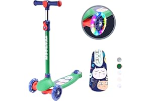 TENBOOM Roller Kinder Scooter Premium Dreiradscooter mit PU LED Leuchtenden Räder, Kinderroller Tret-Roller Faltbarer höhenverstellbarer Cityroller für Jungen Mädchen 3-12 Jahre, Leicht Belastbarkeit bis 50 kg