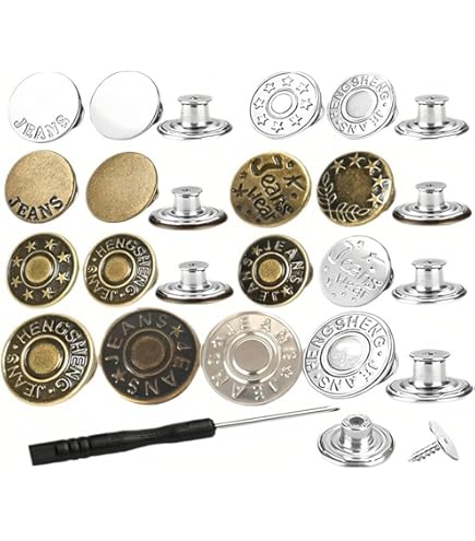 20 Pièces 17Mm Remplacement Des Boutons De Jean Sans Couture Amovible