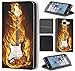 Price comparison product image Cover Hero Case Cover Skin For Huawei P8 Lite 2015 Premium Faux Leather Flip Case Flip Cover 443 Gitarre im Feuer Schwarz Gelb