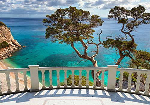 Fototapete Balkon auf das Meer Tapete Kunstdruck Wandbild Vliestapete XXL | XXL 400 x 280 cm – 8 Teile | Vlies - 2