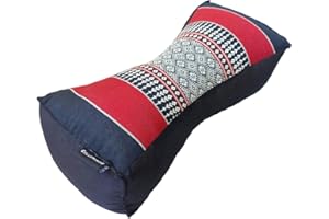 Collumino Traditional Kapok Chinese Neck Support Pillow for Yoga Massage or Relaxation (Red, Black)