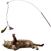 AEE&reg; Kedi Oltası Elastik &Ccedil;ift T&uuml;yl&uuml; &Ccedil;anlı Boncuklu Kedi Oyuncağı &ndash; 130 cm Uzunluk, Dayanıklı Paslanmaz Tel,Boncuk Dolu Sap,Zi